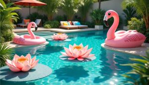 découvrez notre sélection d'objets déco flottants originaux pour piscine : apportez une touche d’originalité à vos espaces aquatiques grâce à des accessoires tendances, fun et colorés !
