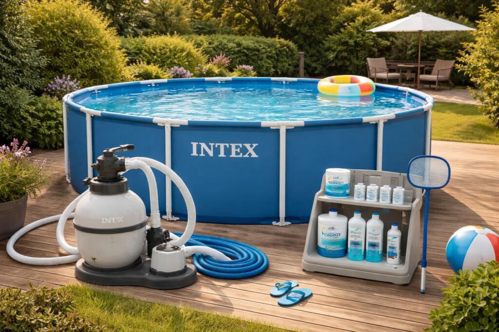 découvrez comment installer une piscine familiale avec un filtre à sable intex et un système d'entretien bayrol efficace pour profiter d'une eau propre et d'un confort optimal tout au long de la saison estivale.